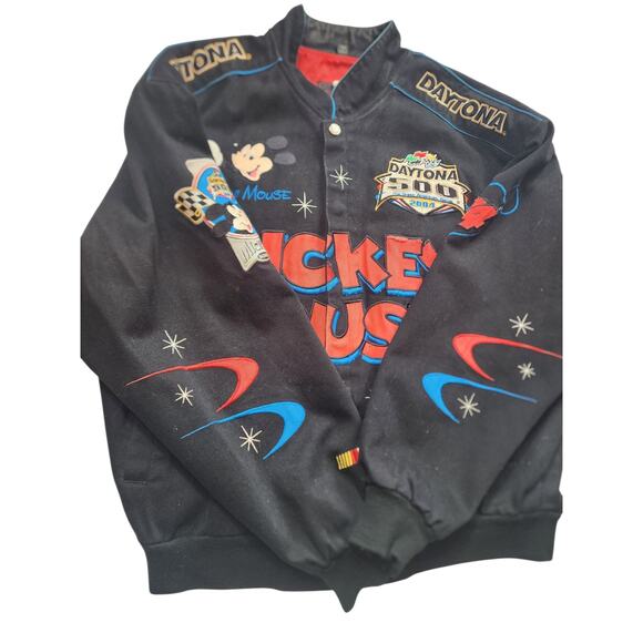 Disney Jeff Hamilton Jacket Mens Large Mickey Daytona NASCAR Embroidered Bomber - Picture 8 of 16